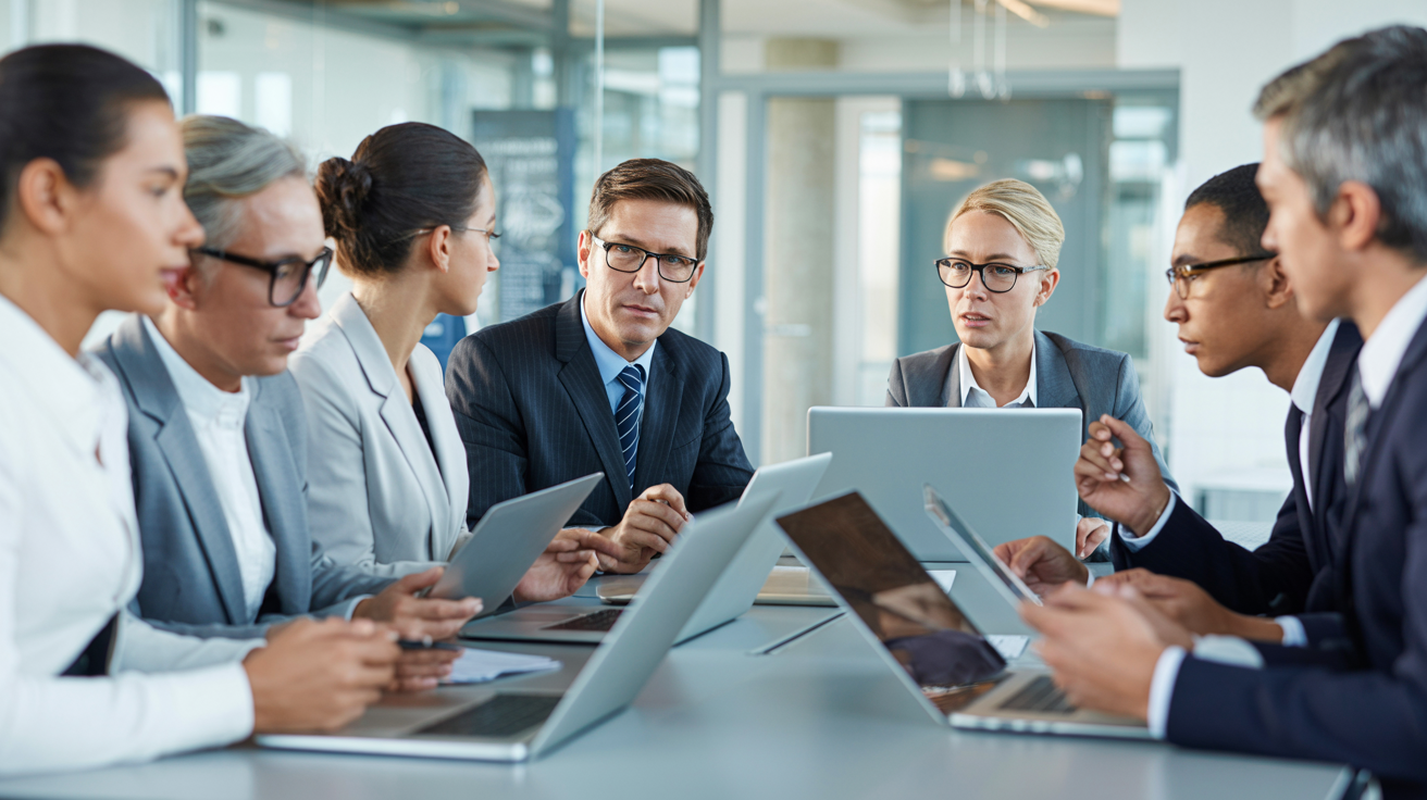 Executives meeting in a boardroom